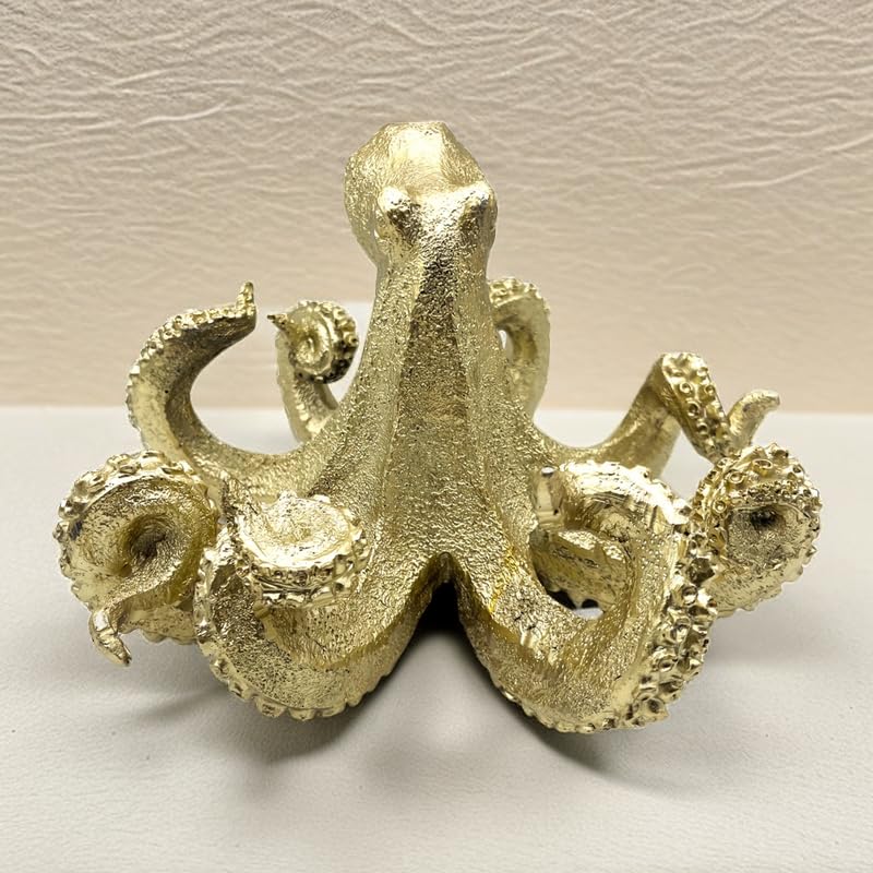 Estatua de pulpo vintage dorada de resina miniatura 4