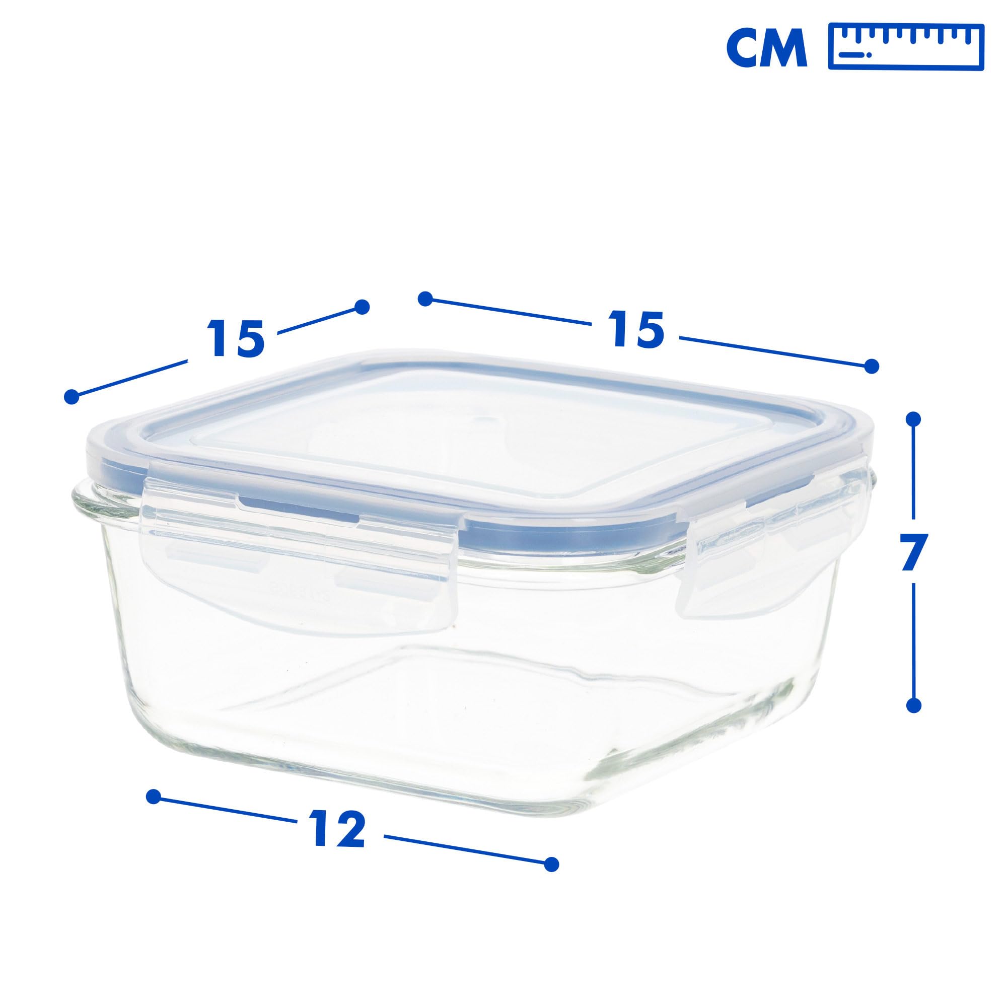 Aktive 49 Set 8 pojemników Hermetyczna żywność, Szkło, 15 x 15 x 7 cm, 700 ml
