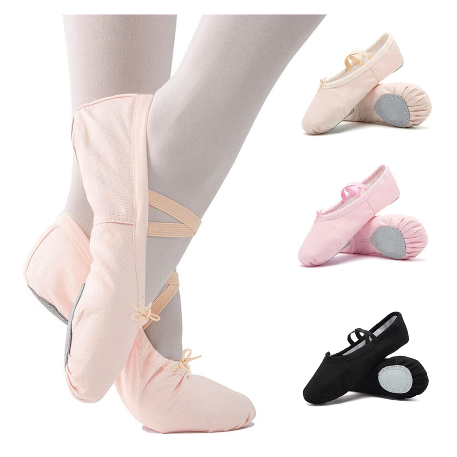 BATLAM 3 Colori Tela Scarpe da Ballo Balletto Piatto Donne Ginnastica Balletto Scarpe da Punta per Ragazze Bambini Danza Balletto Pantofole Scarpe (Color : Skin, Shoe Size : 33) (Pink 34 EU)