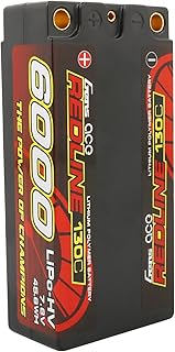 Gens ace 2S Shorty Lipo Battery Redline Series 6000mAh 7.6V 130C 2S2P HardCase HV Lipo Battery for with 5.0mm Bullet for 1 8 1 10 RC Racing Car Off Road Racing F1 Class FWD