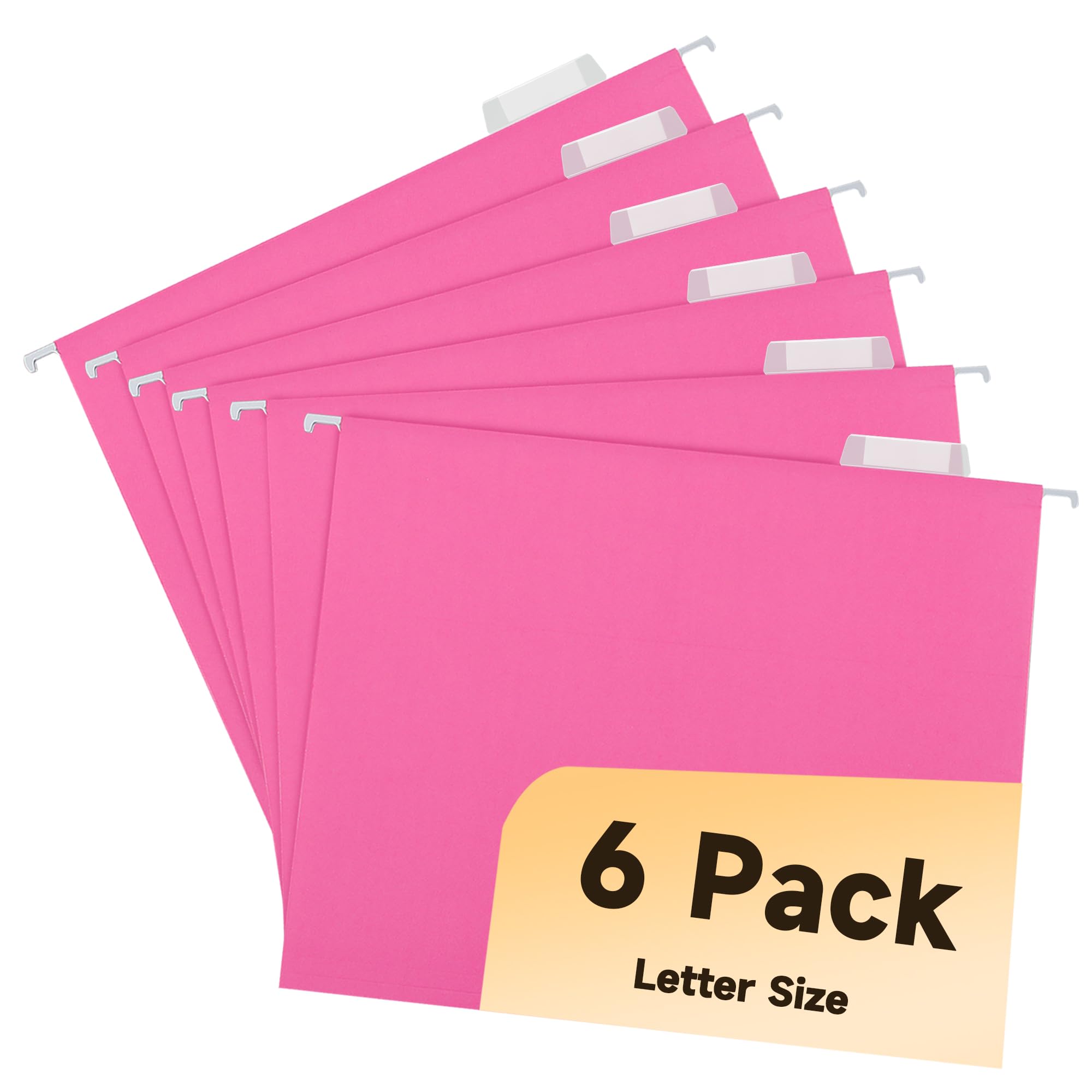 Paquete de 6 carpetas colgantes rosas con bolsillo, carpeta decorativa tamaño carta, bonita carpeta colgante para oficina, hogar,