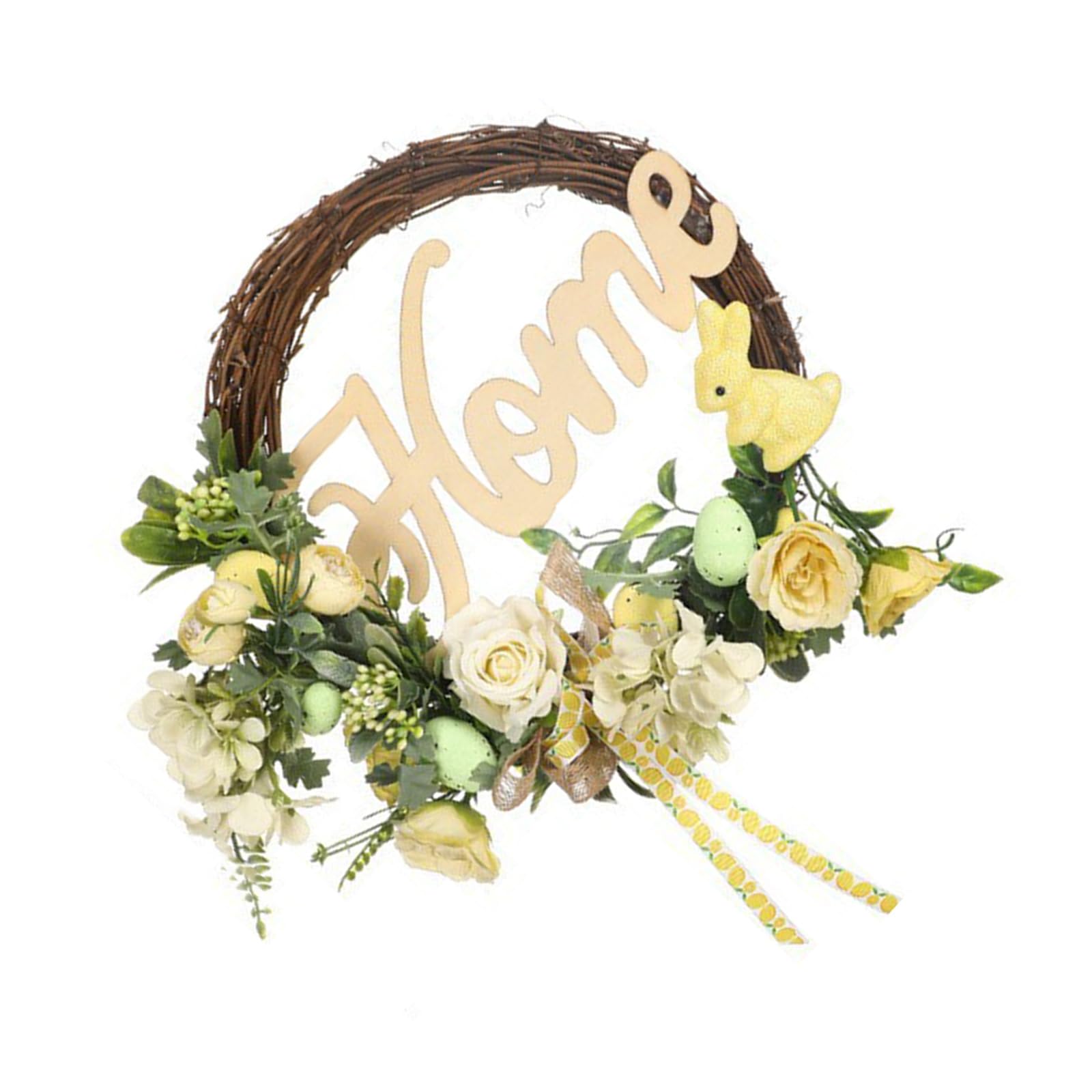 Kalttoy Realistic Eggs and Flower Wreath for Front Door Artificial Florals Garlands Christmas Decoration for Home Spring Wreath
