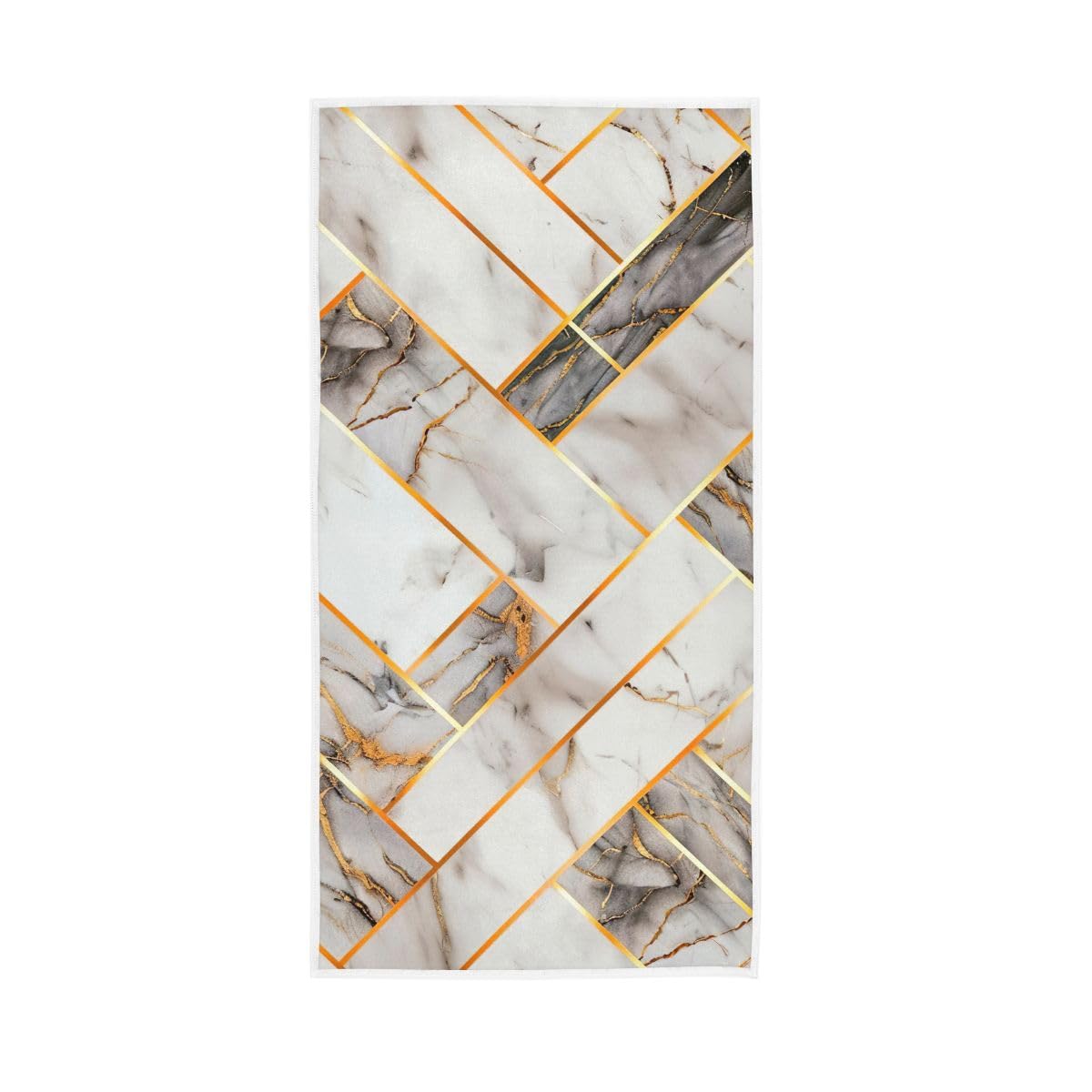 HUYGD Gold White Marble Mosaic Photo Hand Towels and Washcloths for Bathroom, Hand Towel for Bathroom, Travel, Camp, Hotel, Spa 15 x 30 Inches