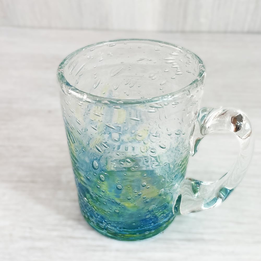 Beer Stein, Ryukyu, Glass, Glass, Okinawa, Souvenir, Bubble Mug, Medium (Green) : Home & Kitchen