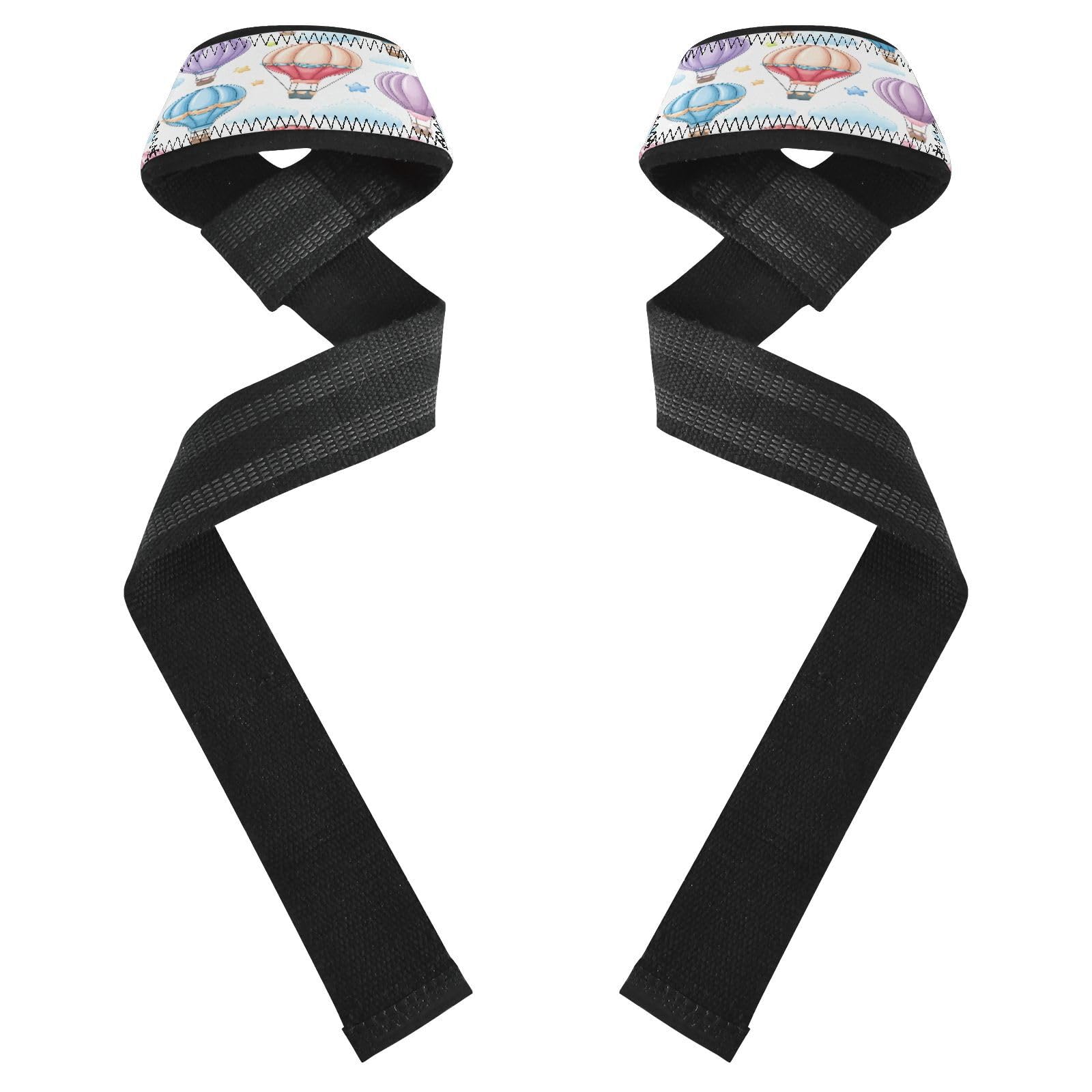 STAYTOP Cartoon Hot Air Balloon Wrist Straps for Weightlifting,Lifting Straps with Neoprene Cushioned Wrist Padded and Anti-Skid Silicone for Strength Training,Bodybuilding,Deadlifting