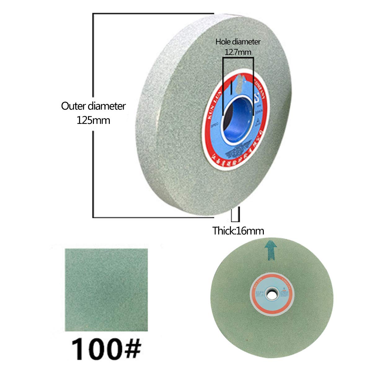 Ściernice, Materiał: zielony węglik krzemu, średnica zewnętrzna: 125 mm, otworu: 12,7, grubość: 16(100 Grit)