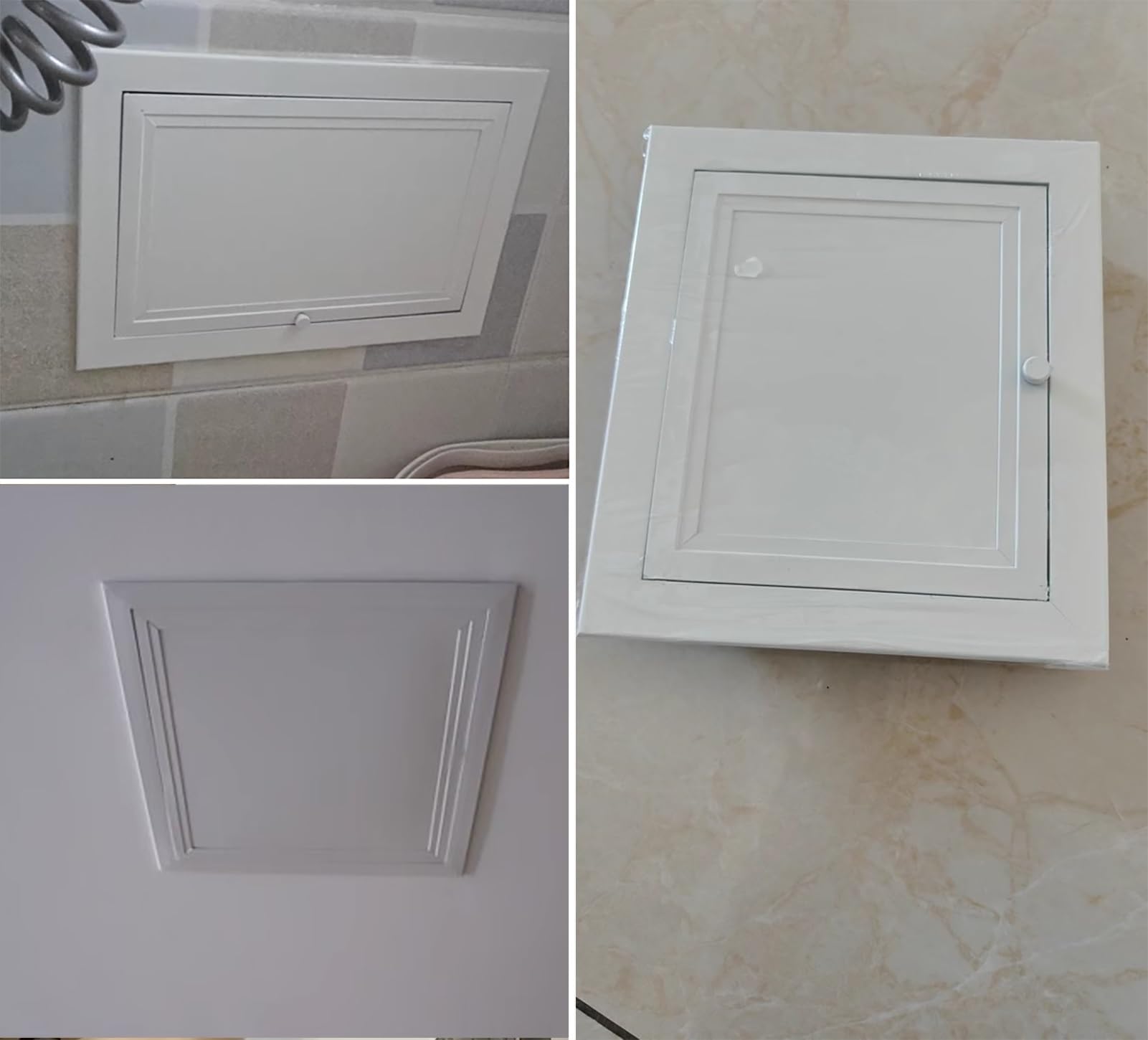 Sportello Ispezione Sportello di Accesso Idraulico per Doccia con Maniglia, Botola di Accesso a Parete Bianca, Pannello di Accesso Incassato, Coperchio di Ispezione in Metallo Staccabile(60x70cm(24x28