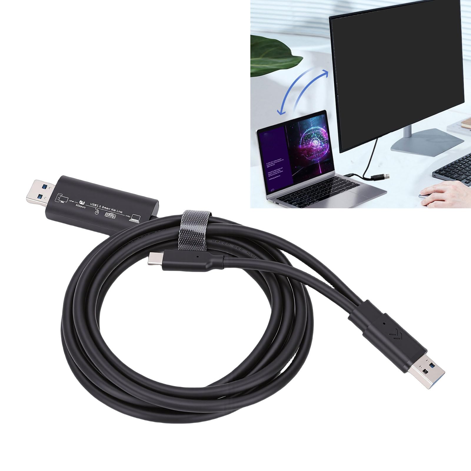 Cocoarm Cable de Datos USB 3.0, Cable de Transferencia de Datos USB ABS de 5 Gbps 6.6 Pies, a y Tipo C para PC Portátil, Aplicación Integrada, Migración de Archivos de 7 8 10 y OS X 10.15
