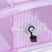 Vista 6 de Acuario pequeño de acrílico de tres áreas, mini pecera, para Betta para peces pequeños (morado)