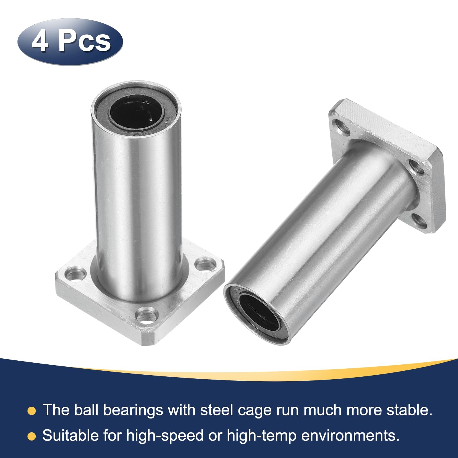 QUARKZMAN LMK12LUU Roulements à Billes Linéaires 12mm Alésage 21mm OD 57mm Longueur Extra Long Carré Cage en Acier à Bride pour Machine CNC et Imprimante 3D