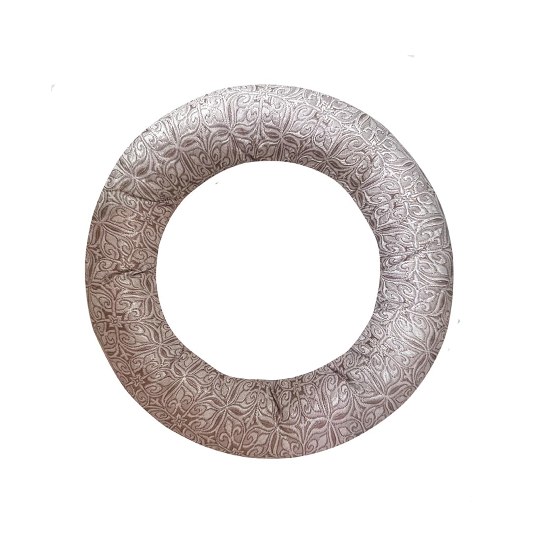 Singing Bowl Cushion for Tibetan Singing Bowls, Handmade Silk Brocade Round Cushion Pillow for Sound Healing and Crystal Sound Bowls Accessories(Silver,6.7 Inch)