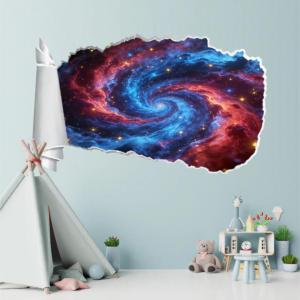 3D Wandtattoo Wanddurchbruch Wandaufkleber, Kosmischer Wirbel Wandsticker Wanddeko Wandbilder, Abstrakte Landschaft Wandaufkleber Für Schlafzimmer Badezimmer Flur Küche Möbel Aufkleber