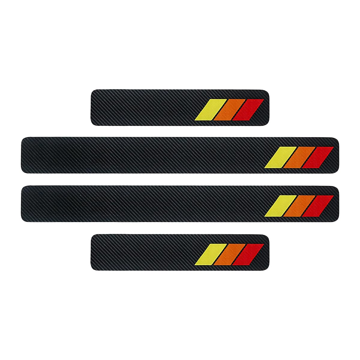 4PCS Tri-Color Door Sill Protectors, Anti-Scratch Carbon Fiber Entry Step Guard Sticker, Universal Car Front/Rear Door Threshold Protection Stripe for Most Vehicles (Red)