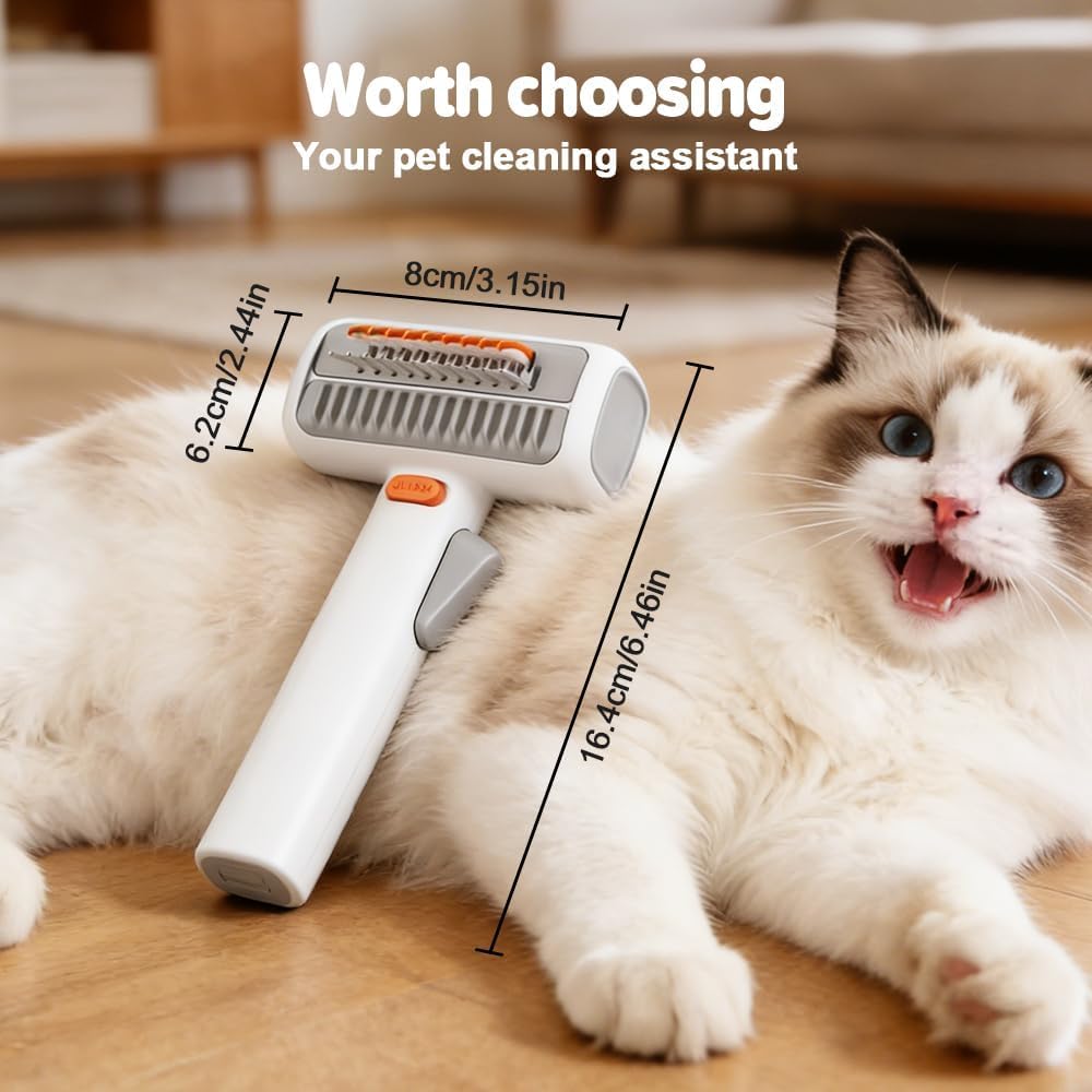 2-in-1 Pet Self-Detangling & Grooming Comb, 2026 Upgrade Cat Grooming Supplies, 2-in-1 Pet Comb Untangle & Remove Tangles One-Touch Switch, For Dogs & Cats (3pcs)