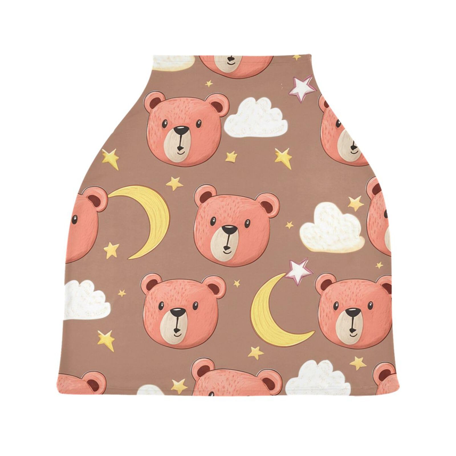 Nesatuwa Baby Car Seat Cover Bear Faces Breastfeeding Covers Stretchy Breathable Multi-Use Cover Carseat Canopy for Girls and Boys