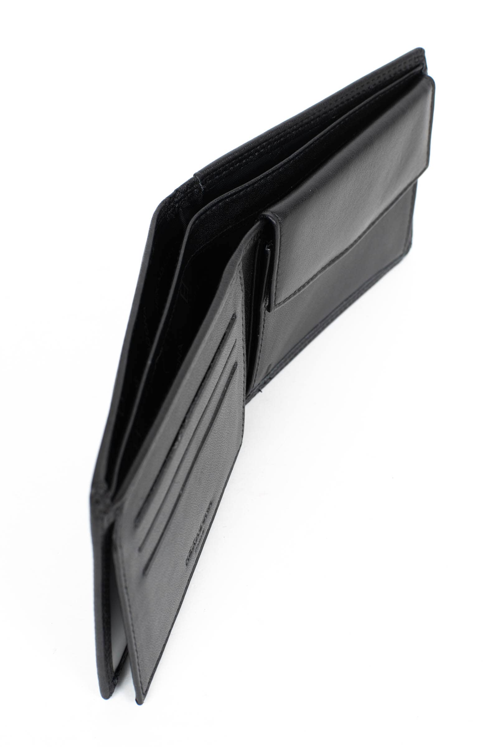 Hexagona - Portefeuille Italien 2 Volets Stop RFID - Compatible Cartes de crédit et CNI - pour Homme - Collection Sensation - Noir - en Cuir