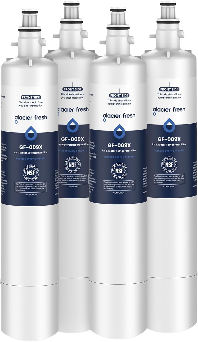 GLACIER FRESH Replacement for RPWFE, RPWF (Built-in CHIP) Refrigerator Water Filter, Compatible with GFE28GYNFS, GFE28GELDS, PFE28KELDS, PFE28KYNFS, GFD28GELDS, PWE23KELDS, PWE23KMKES, 4 Pack 4 Count (Pack of 1)