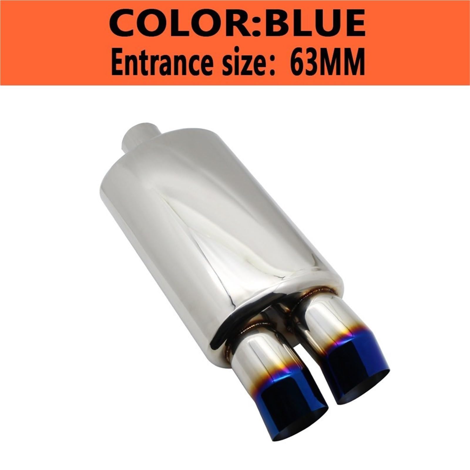 Car Silencer Akcesoria samochodowe układy wydechowe rura tłumika M bęben uniwersalny nierdzewny spalany niebieski srebrny tłumik podwójny eksport 63MM 76MM(Bend Blue 63mm)