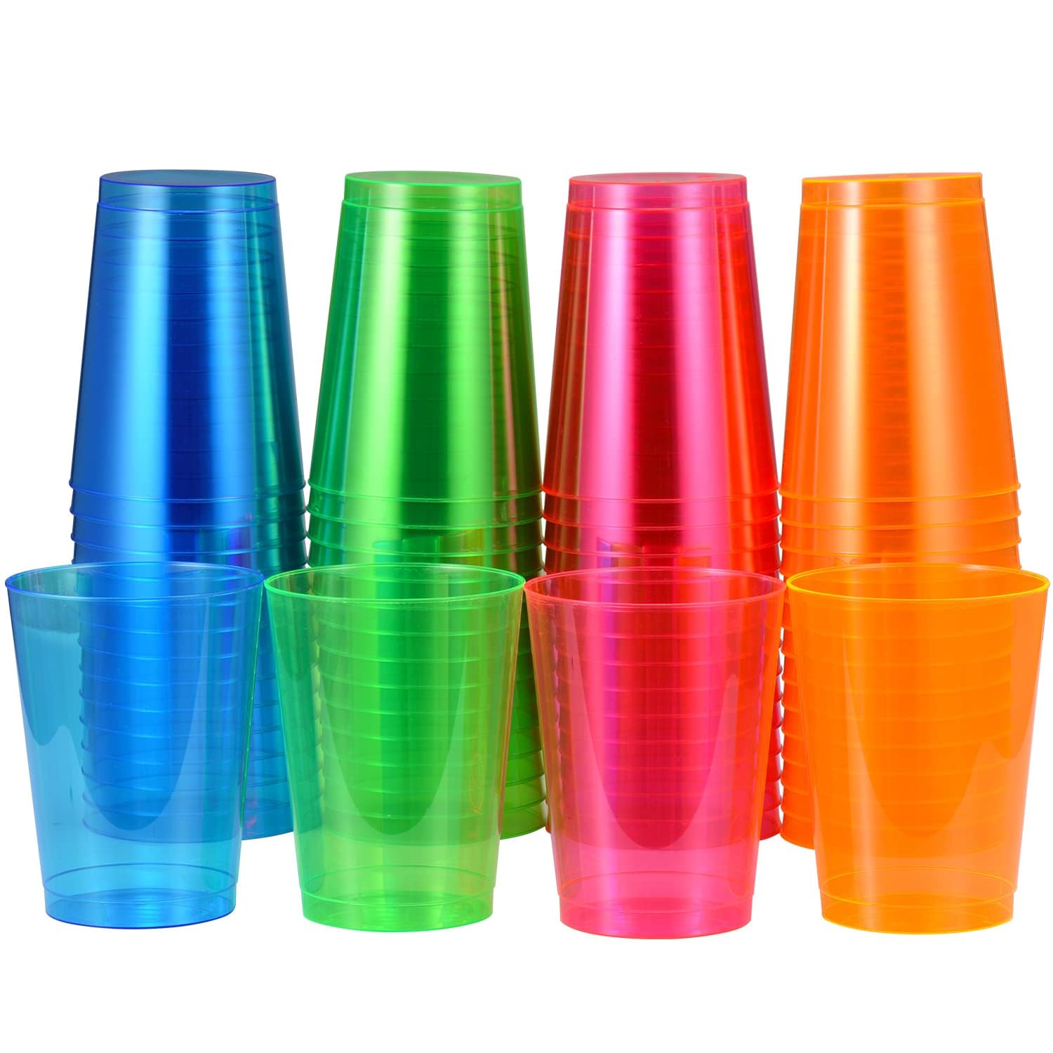 Neon Disposable Cups - 100 10oz Party Tumblers -8