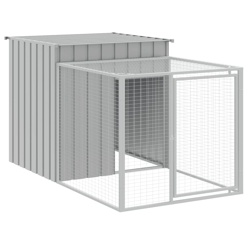 vidaXL Jaula para gallinas con Corral, Gris Claro, 110 x 201 x 110 cm, Acero galvanizado