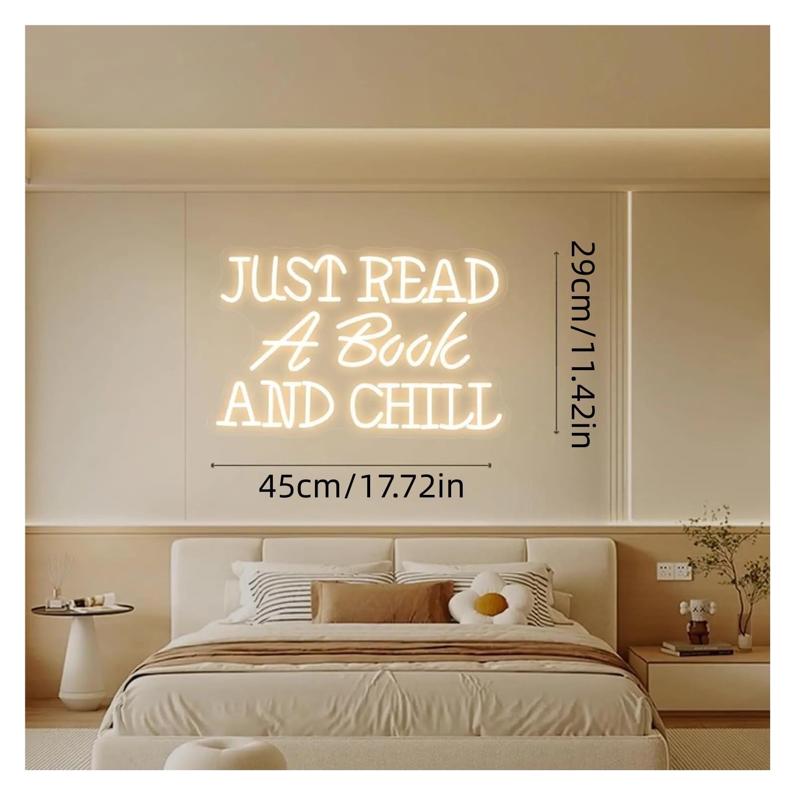Luces de neón Just Read A Book And Chill Letrero De Neón Luz LED Regulable Para Librería Estudio Ambiente Dormitorio Café Decoración De Pared 17.72inx11.42in