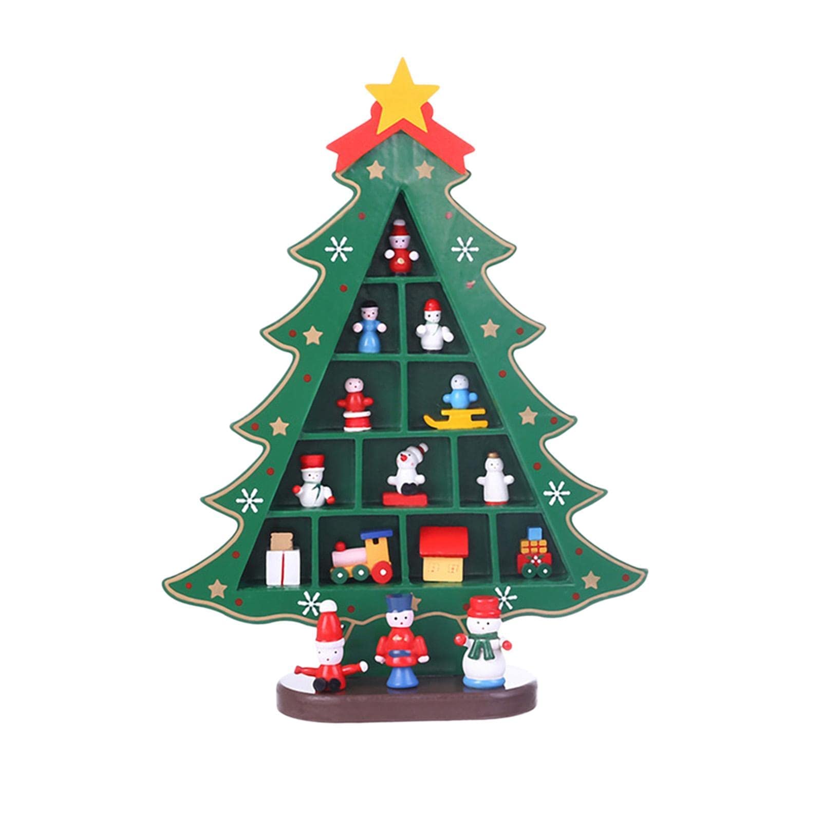 Tubayia Wooden Christmas Tree Christmas Decorations New Year Party Festival Holiday Shelf Fireplace Ornaments (Green)