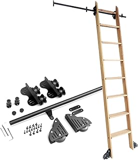 3,3 fot-20 fot runda rör mobila stege spår glidhårdvara Rustik svart rullande bibliotek spår (Ingen stege) kit, skjutbar laddör kit för Hem/inomhus/loft (storlek: 13 fot/400 cm spår kit)