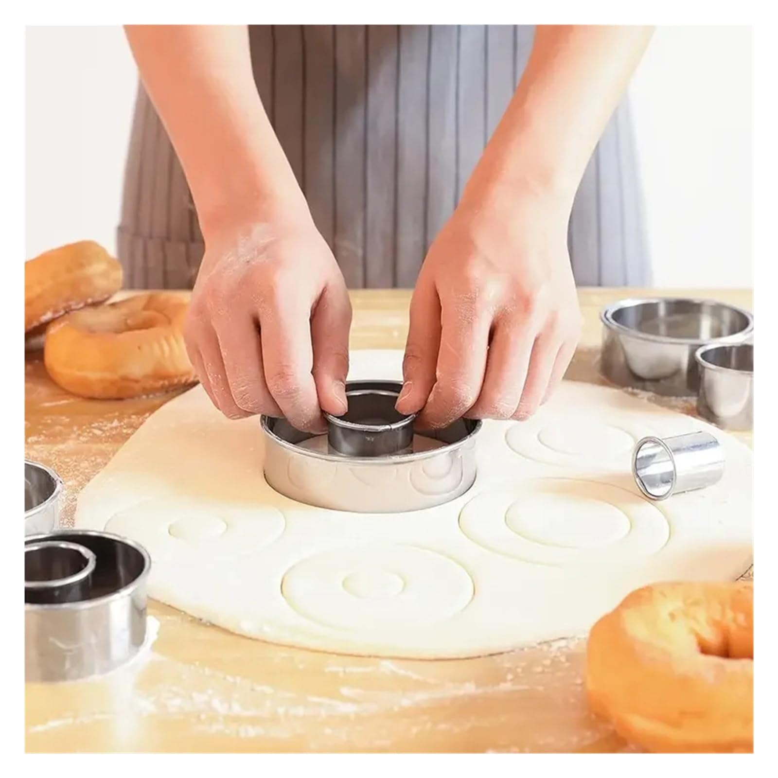 11/12PC Edelstahl Mousse Runde Cookie Keks Ausstecher DIY Knödel Cutter Professionelle Gebäck Backen Kreis Ring Formen set(8pcs)