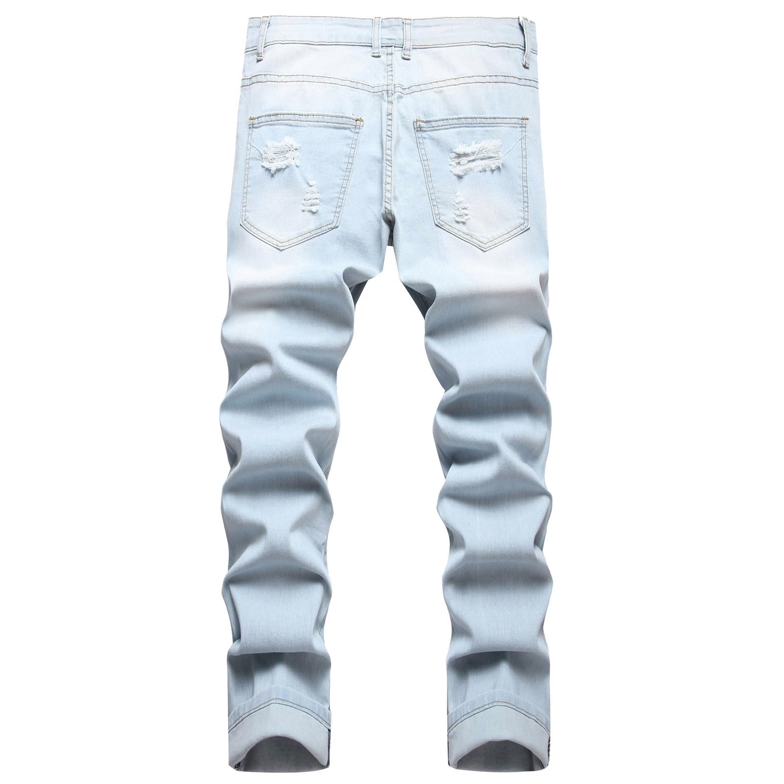 Jeans Strappati da Uomo, Pantaloni di Jeans da Uomo Pantaloni Distruzione Foro Dritto Jeans Distressed Pantaloni Denim Skinny Slim Nero Estivi Jeans Regular Jeans Moto Stile Hip-Hop Streetwear Y2k