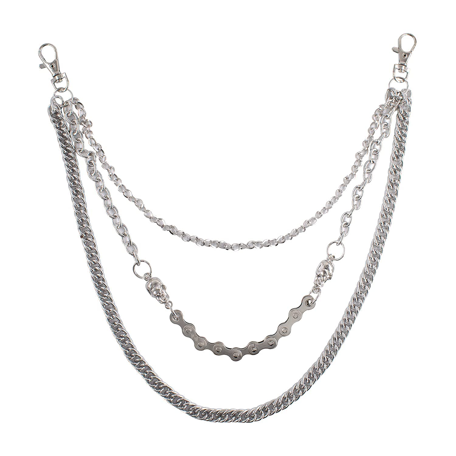 Amazon.com: Silver Cool Wallet Chain Men Women Punk Biker