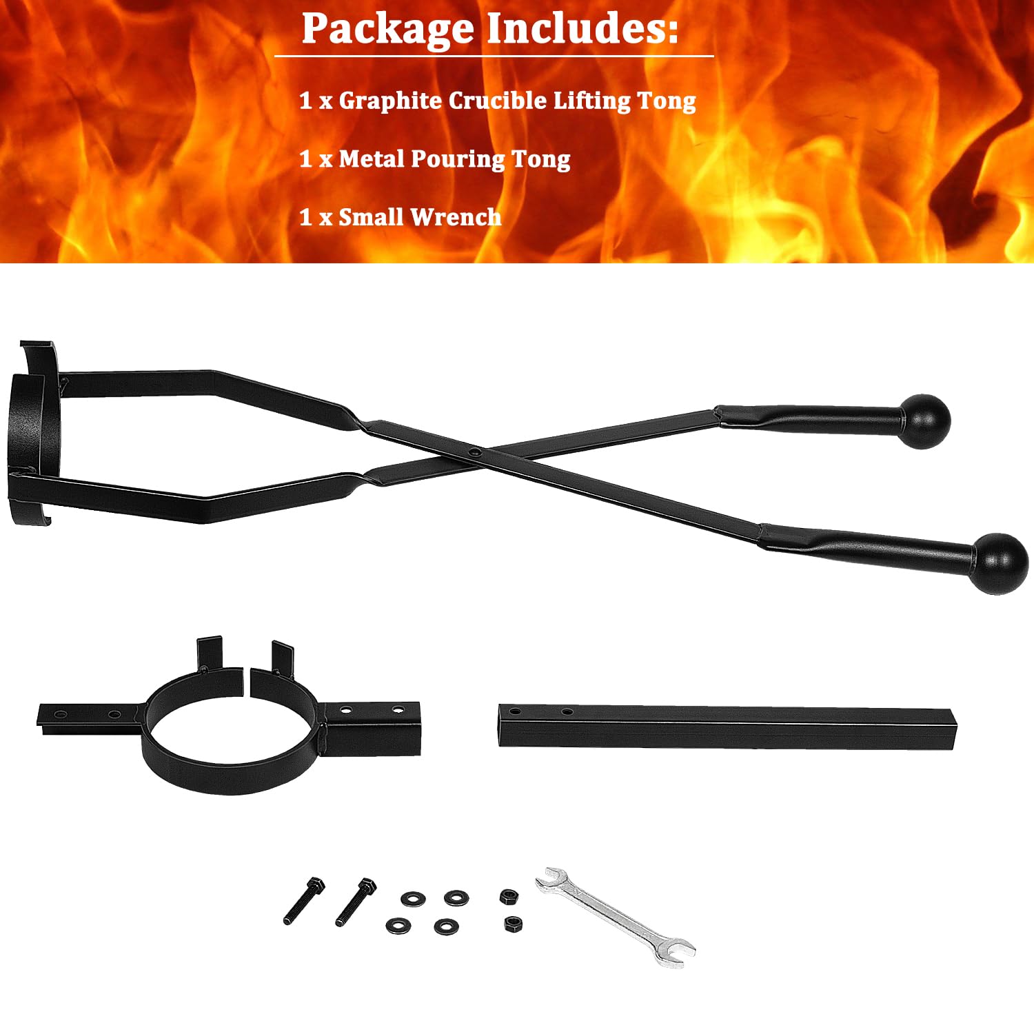 Bonbo Lot de 2 pinces à creusets en graphite de 4 kg pour le levage et la fusion du métal, outils de fonte, outils d'affinage pour bijoutiers, forgerons, métallurgistes, affineurs, fondeurs (lot de 2)