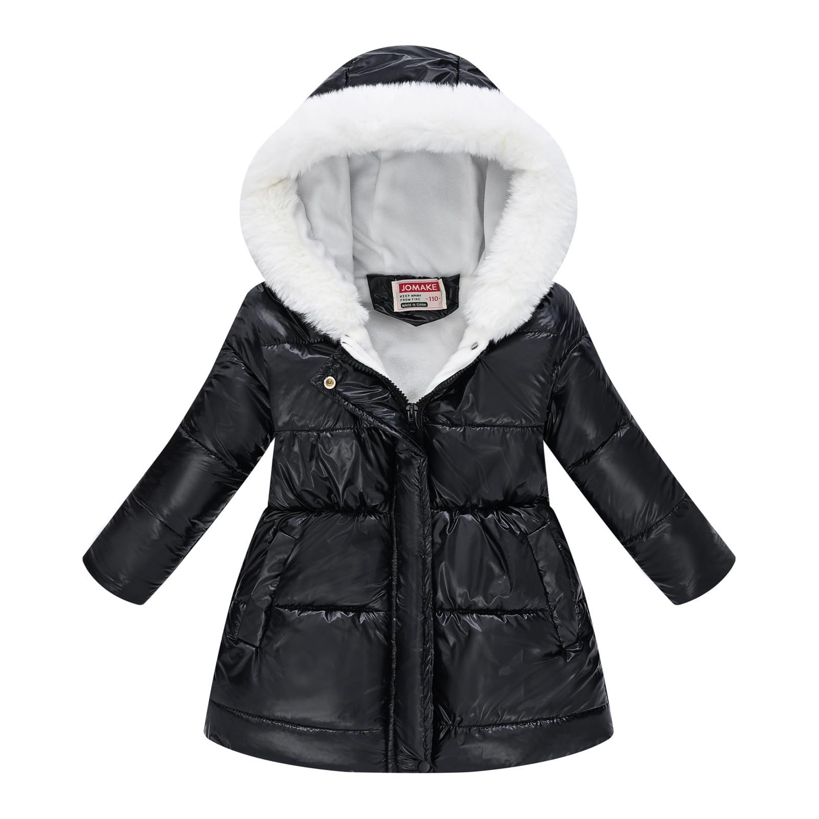 duxyoz Manteau d'hiver coupe-vent épais et chaud pour filles - Veste thermique à capuche avec capuche en fourrure - Parka doublée en polaire - Manteau matelassé rembourré pour enfants de 4 à 12 ans