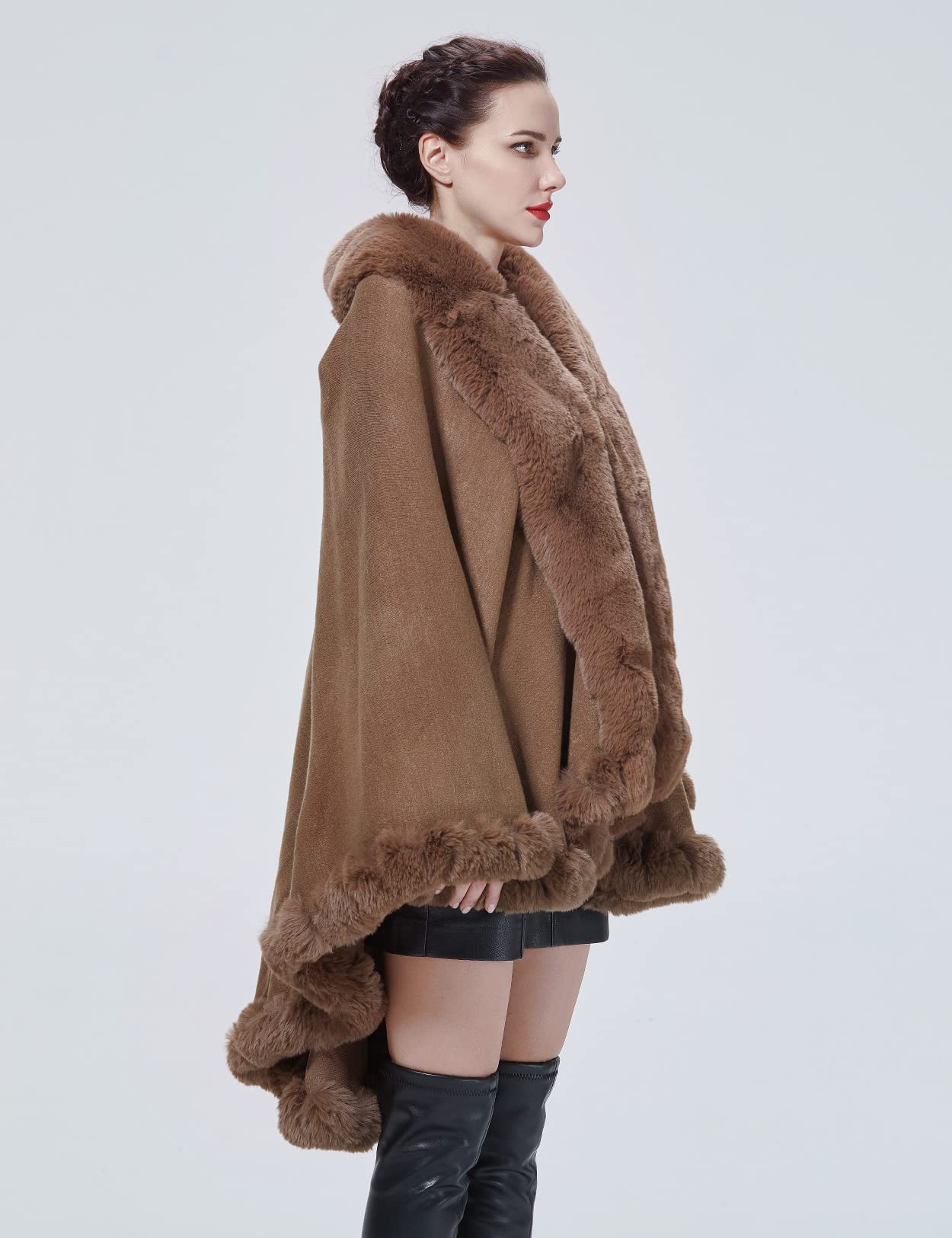 BEAUTELICATE Scialle Pelliccia Sintetica Ecologica Donna Stola Mantello Poncho Cappotto a Maglia Cardigan per Matrimonio Invernale Festa