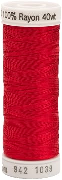Sulky 942-1039 Rayon Thread for Sewing, 250-Yard, True Red