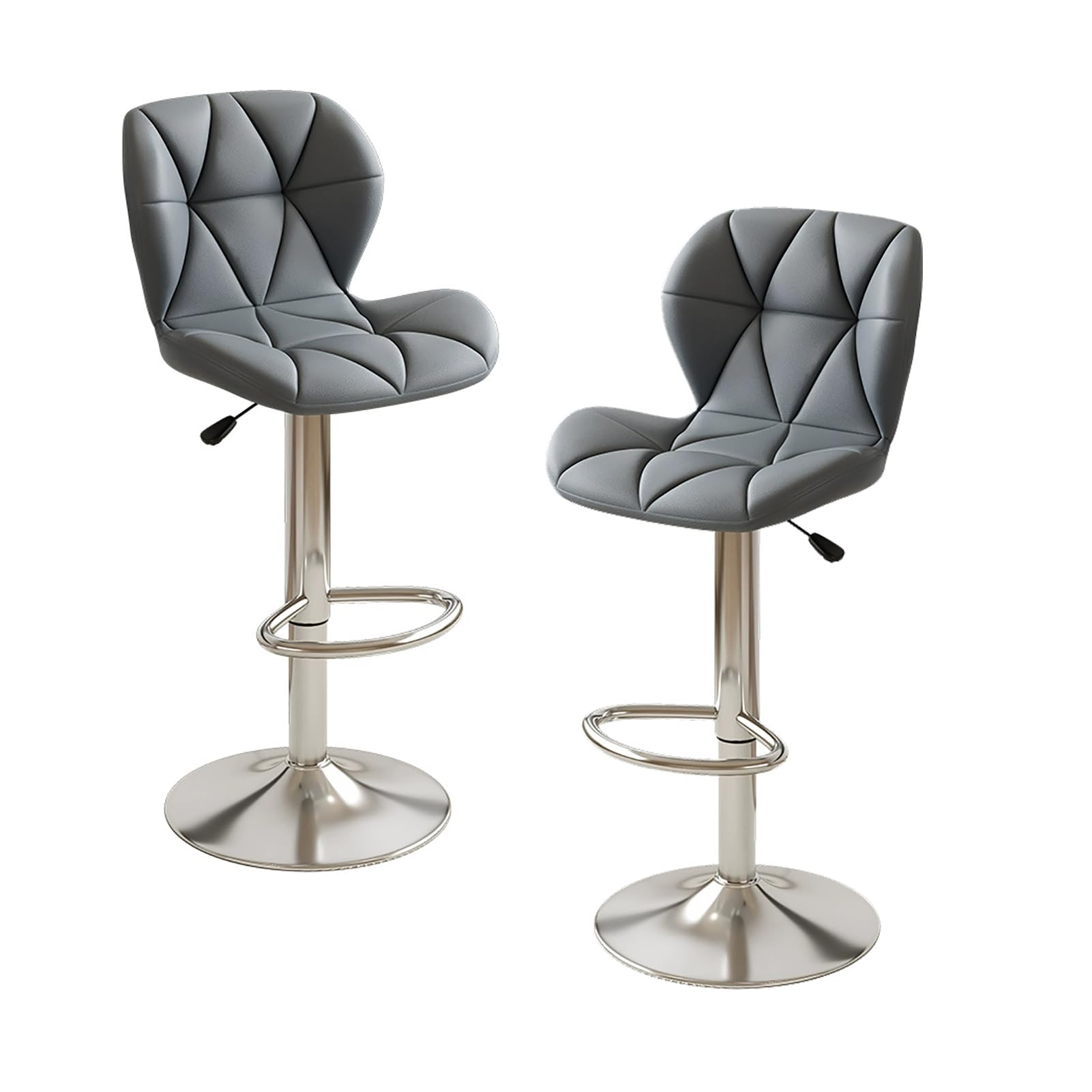 STUIJKVSZ Faux Leather Bar s Set of 2, Kitchen Counter Height Bar Chairs, Height Adjustable, Swivel Armless Bars with Footrest for Home Pub, Kitchen Island, Dining Room(Set of 2, Gray)