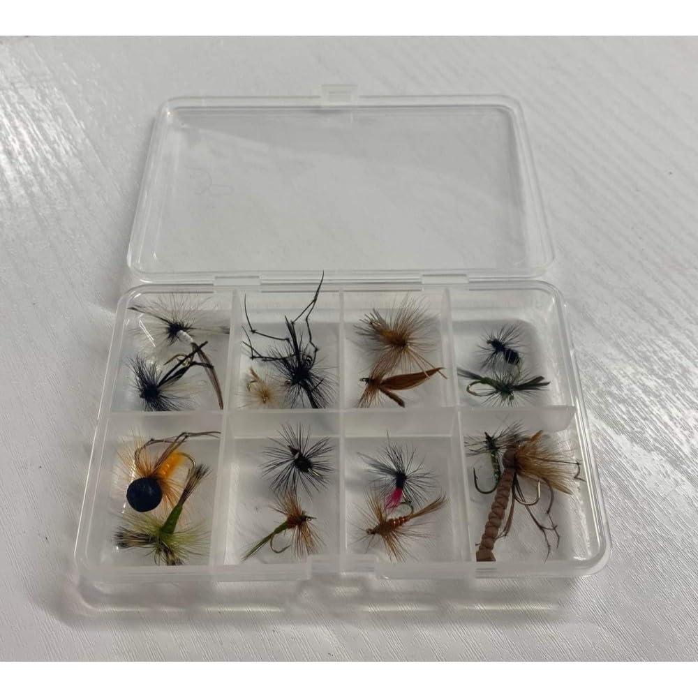 Comp Box - 16 Barbless Mixed Dry Fishing Flies, great selection of Trout Flies, Summer collection, mixed size