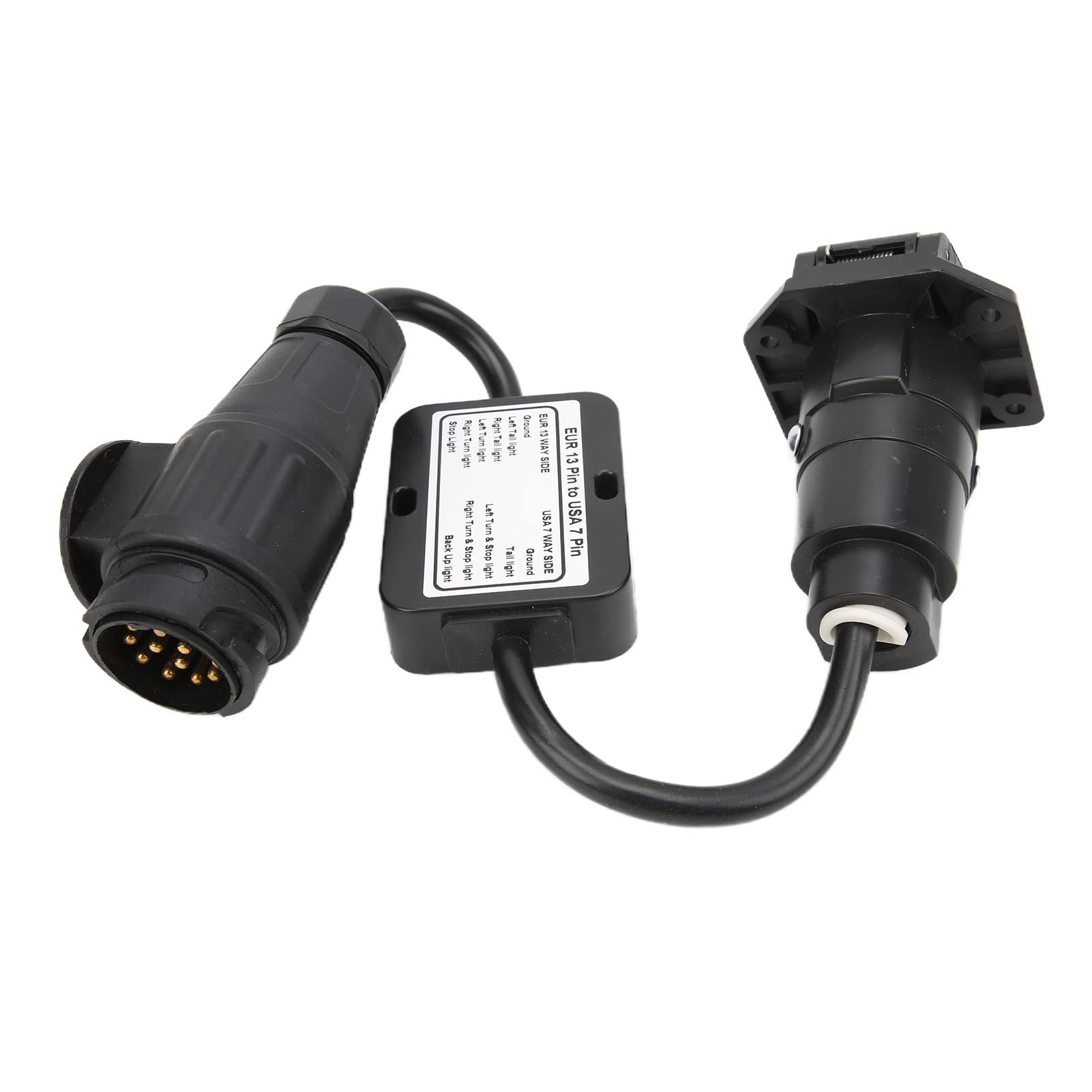 Europäischer 13‑Pol‑zu‑amerikanischem 7‑Pol-Anhängerlicht‑Konverter, EU‑13‑Pol‑zu‑US‑7‑Pol‑Stecker, Plug‑and‑Play‑Elektroadapter, runder Stecker mit Kupferverdrahtung für