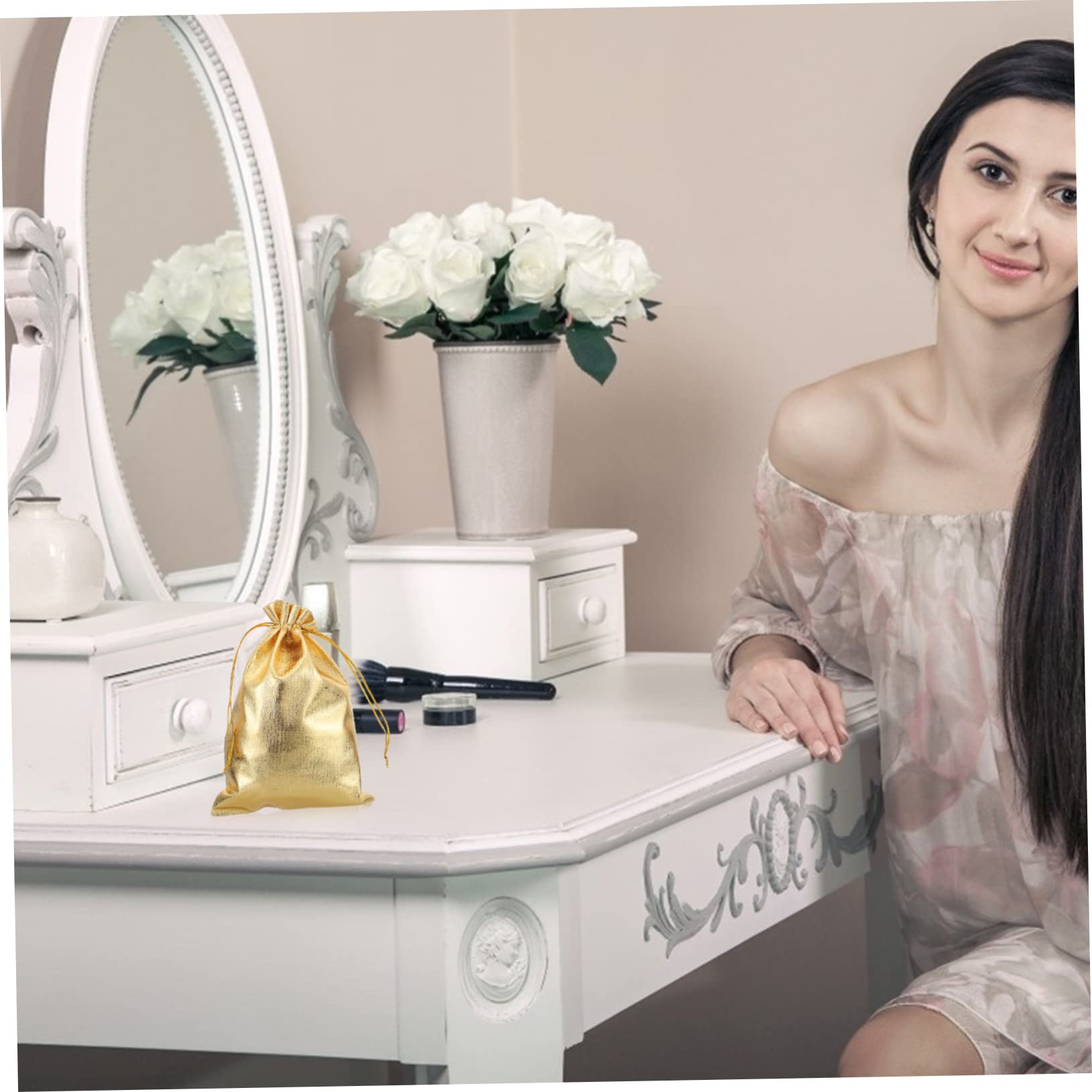 minkissy 3 Zestawy Torba Ze Sznurkiem Kosmetyczka Do Przechowywania Etui Do Przechowywania Torba Do Przechowywania Cukierków Etui Na Biżuterię Na Biżuterię Podręczna 50 sztuk*3