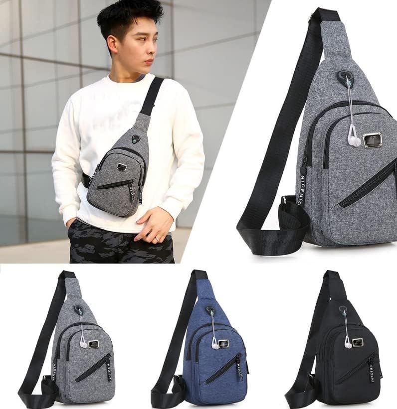 [KJOET] ショルダーバッグ メンズ ボディバッグ 胸 斜めショルダー イヤホンホール 小容量 肩掛けク カジュアル スポーツ