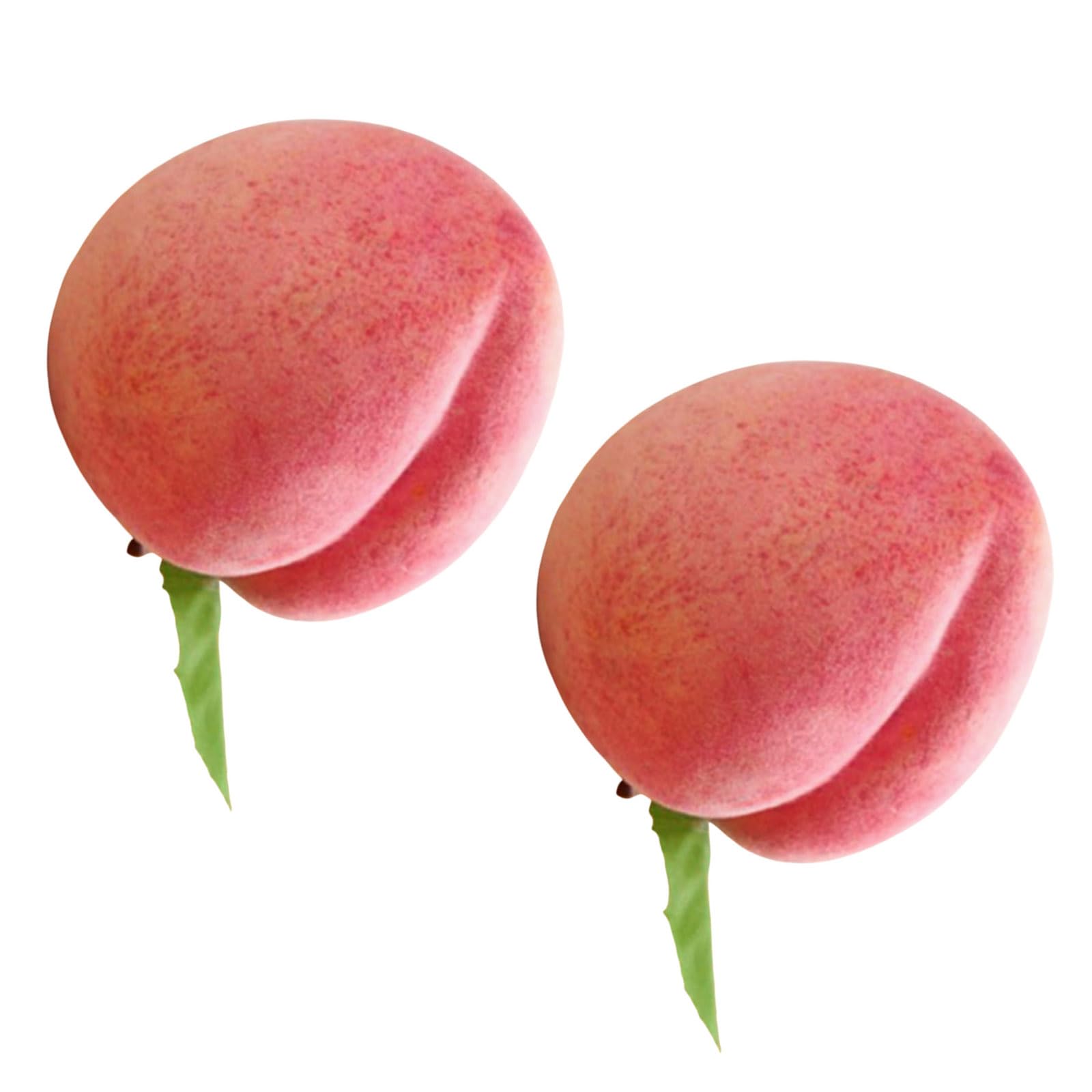 LSTTBO 2pcs Artificial Peach Fruit Realistic Faux Fruits Peaches for Home Kitchen Table Decoration and Photography Simulation Fruit Set