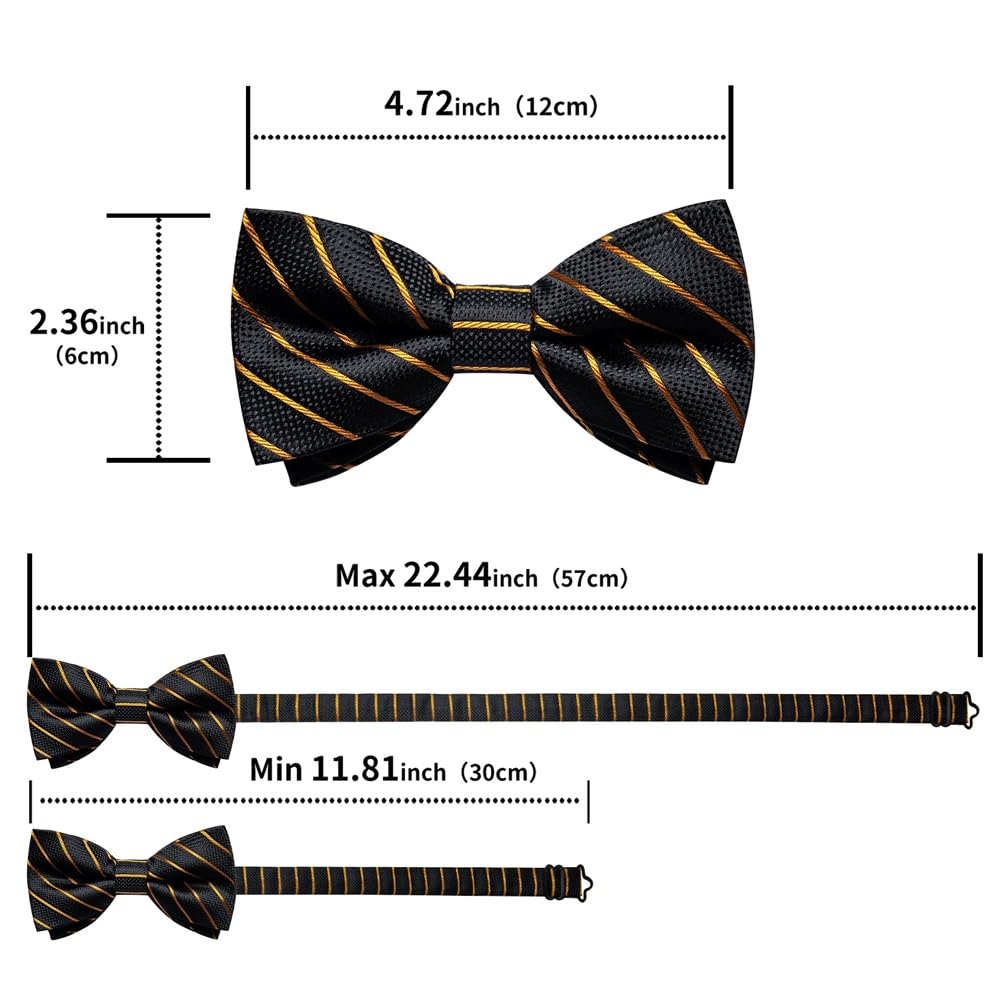 JFDBGU Pre-tied Bowtie Classic Wedding Bow Tie Cufflinks Set for Party Silk Striped Knot Gift Man's Accessories