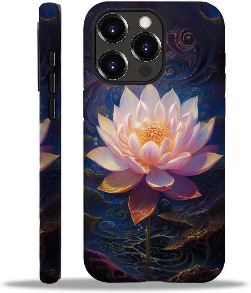 Compatible with iPhone 15 Pro Max Case,Beautiful Lotus Flowers Case for iPhone 15 Pro Max,2 in 1 Double Protection Shockproof Case for iPhone 15 Pro Max 6.7-inch Beautiful Lotus Flowers