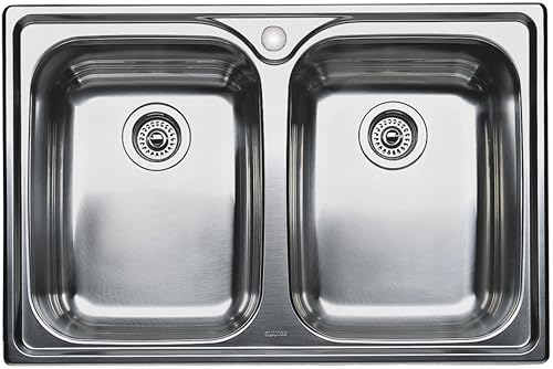 Blanco 440170 Profundidades de 8 pulgadas/8 pulgadas Supreme 2 Equal Double Bowl Drop In, acero inoxidable
