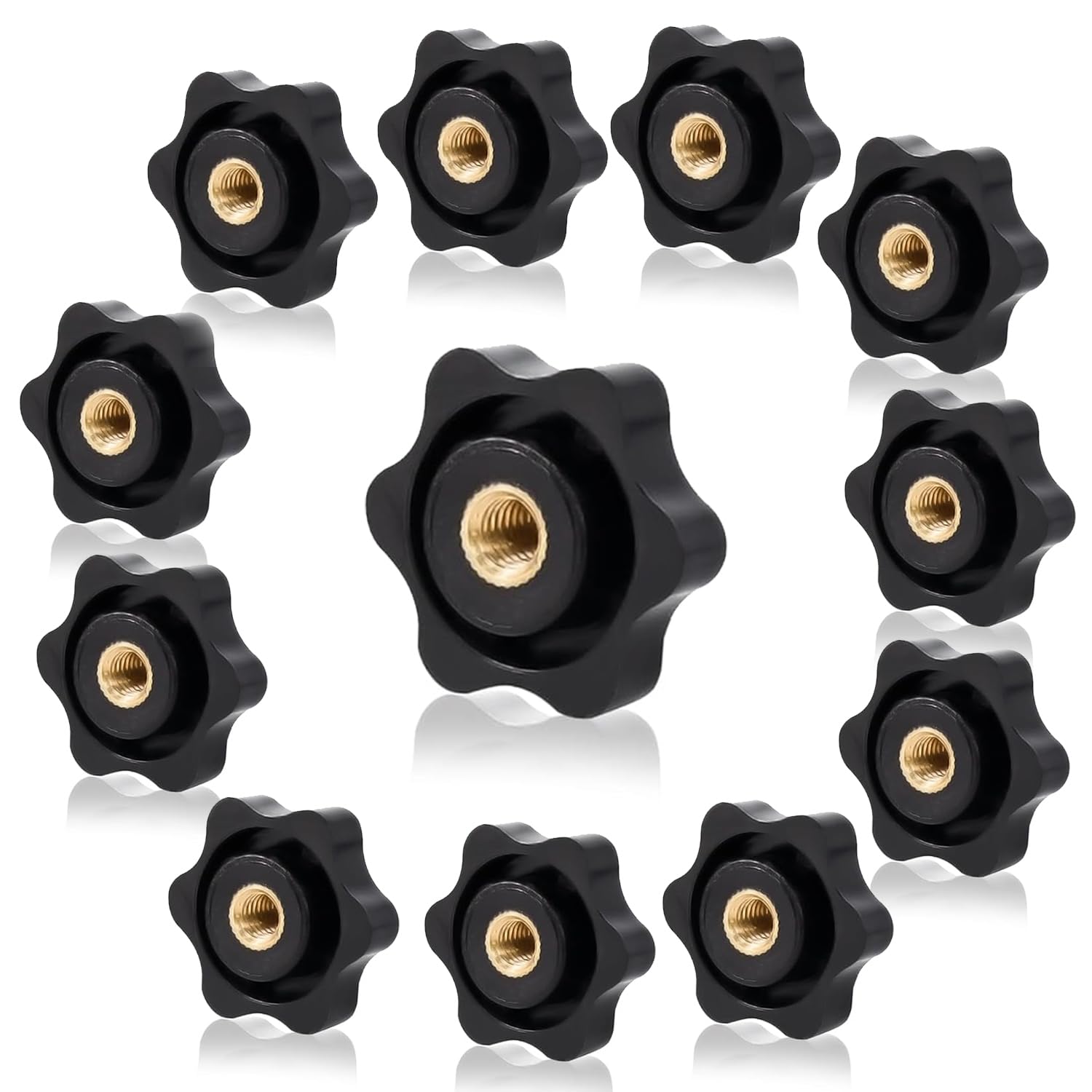Rybtd 12 Pezzi Dadi con Impugnatura a Stella M8 x 32mm Manopola di Serraggio con Filettatura Zigrinata,Stella Testa Serraggio Dadi per Macchine Utensili, Attrezzature per il Fitness