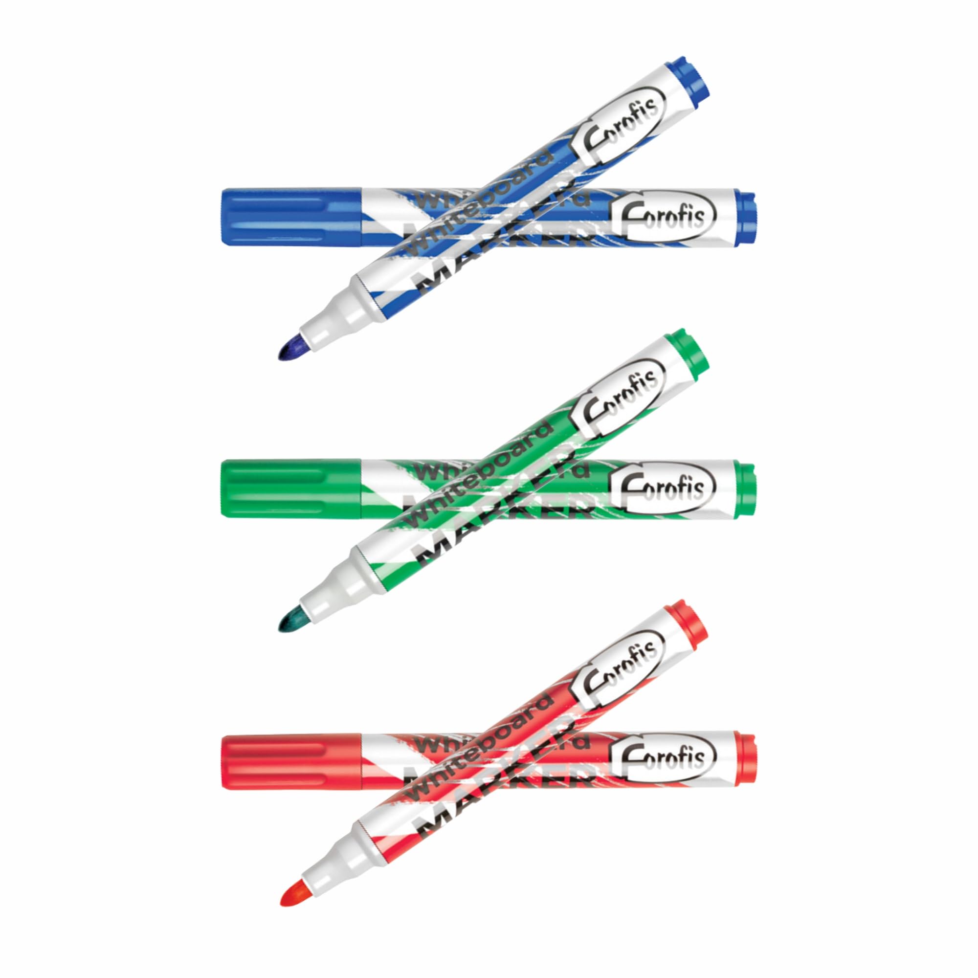 JMS we create smile 6 PCS x Whiteboard Markers Thick Bullet Tip Marker Pens Waterproof Quick Drying Pens Works on Plastic Glass For Colouring Marking Stationery (Red, Blue & Green)