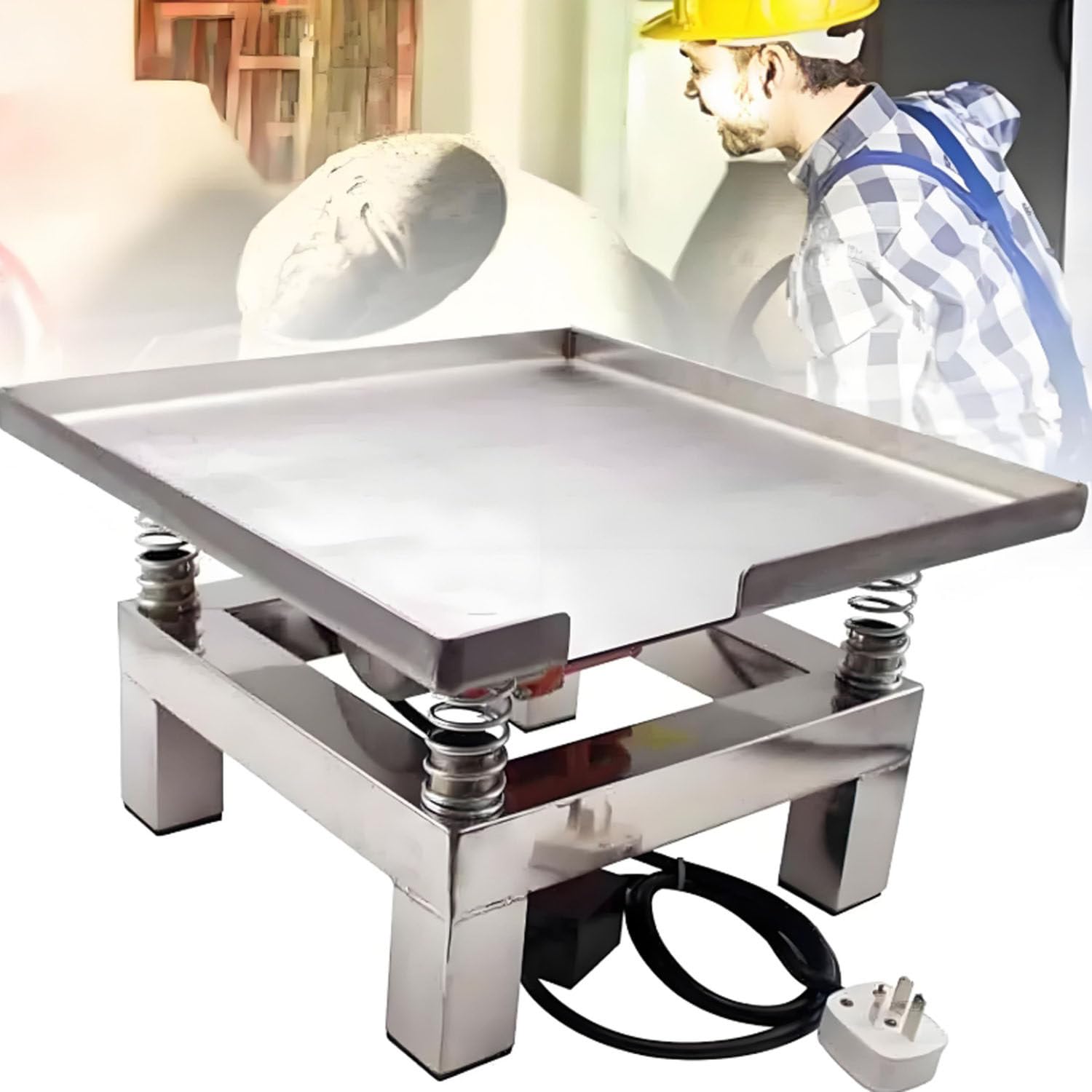 Mini wibrator ze stali nierdzewnej, mały wibrator do betonu, platforma wibracyjna bloku testowego do usuwania pęcherzyków powietrza i usterek 110V-50 * 50cm