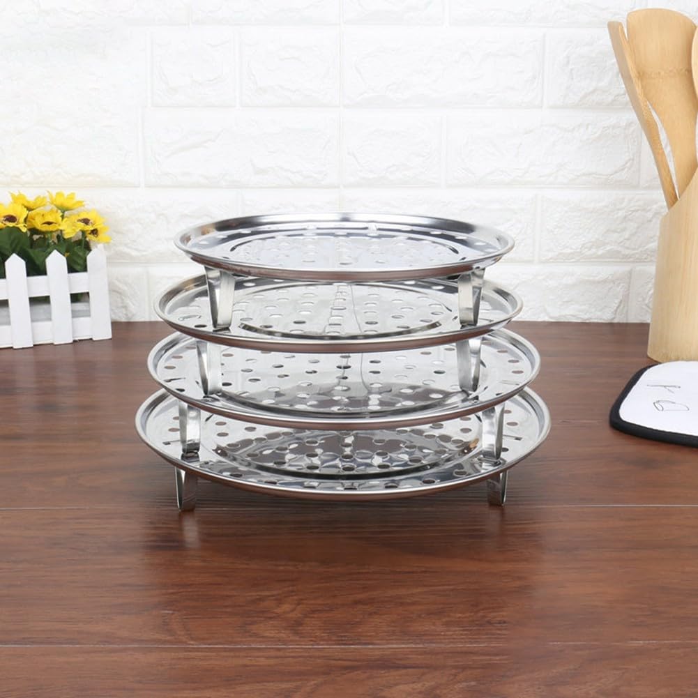 Bandeja de vapor ajustable de acero inoxidable con 3 soportes desmontables para ollas, sartenes, utensilios de cocina, placa de vapor redonda de 18 a 30 cm (20 cm)