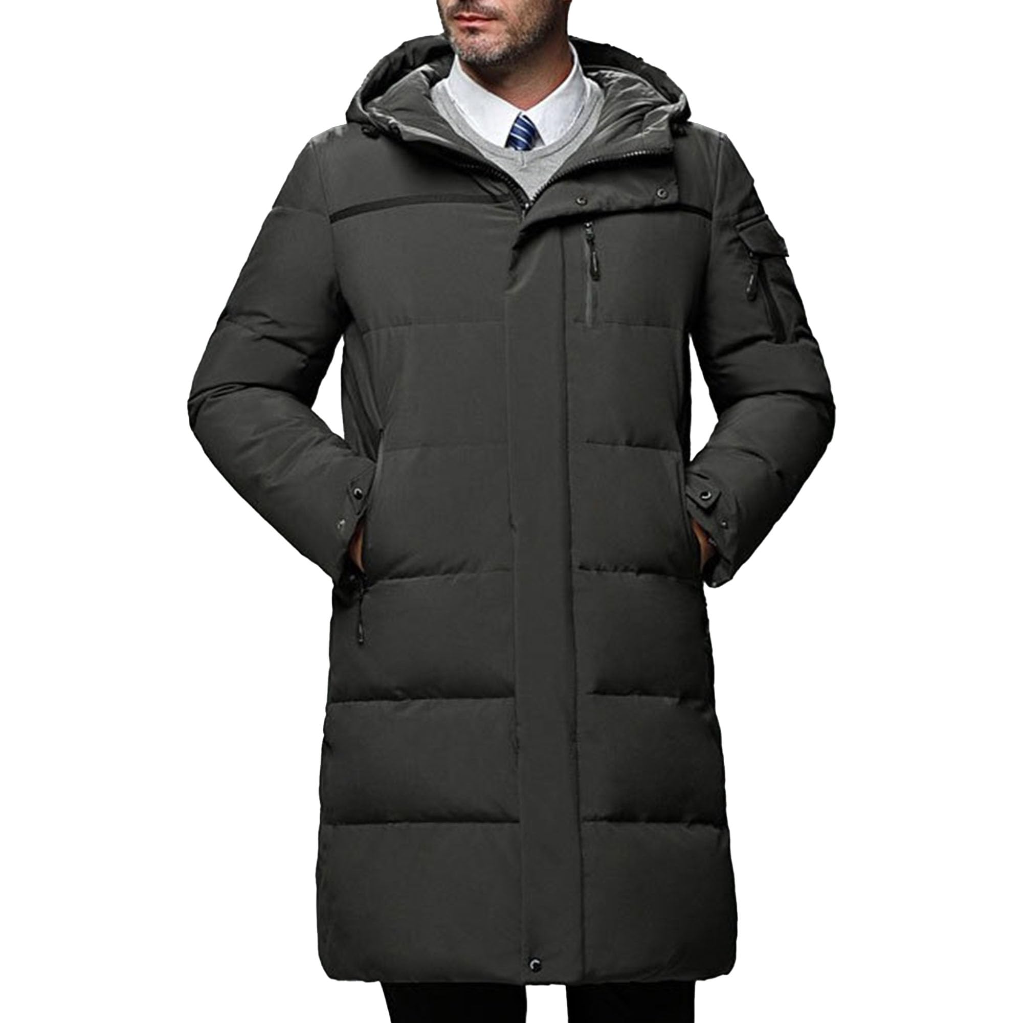 Abrigo largo de invierno para hombre con diseño acolchado premium 7