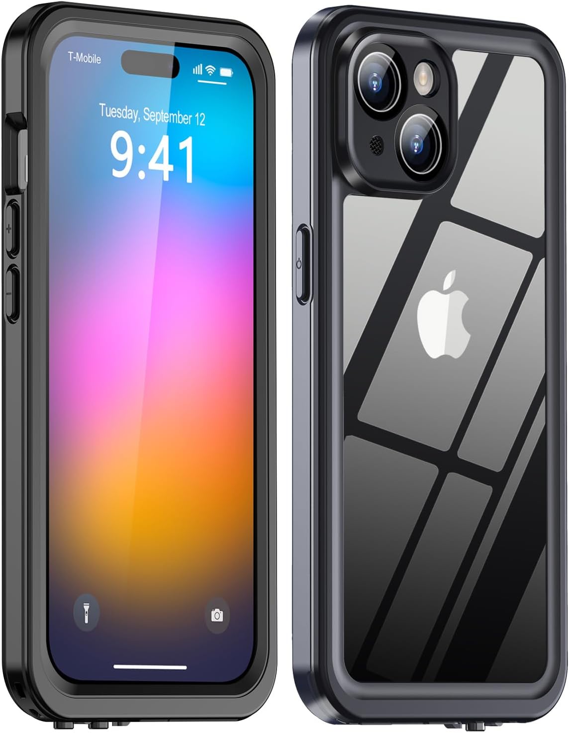 for iPhone 15 Case Waterproof, Built-in Screen Protection [IP68 Underwater][Military Shockproof][Dustproof] 360° Full Body Protective Phone Case for iPhone 15 6.1"(Black)