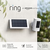 Ring videocamera esterna a energia solare (Stick Up Cam) | Telecamera di sorveglianza wifi per esterno con 1080p HD video, audio bidirezionale, fai-da-te | Ring Home: 30 gg. prova gratuita